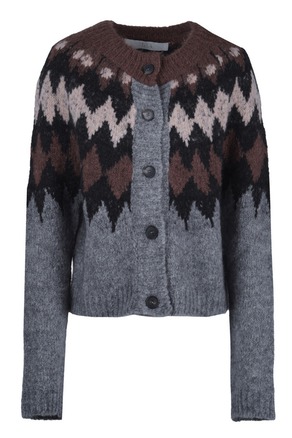 Tela - Cardigan - 480110 - Gray/Chocolate 