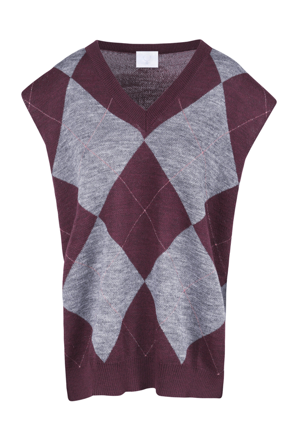 La Femme Blanche - Vest - 461396 - Gray/Bordeaux 