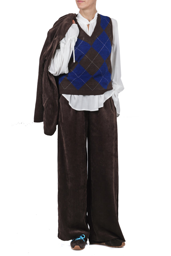 La Femme Blanche - Vest - 461397 - Blue/Brown 