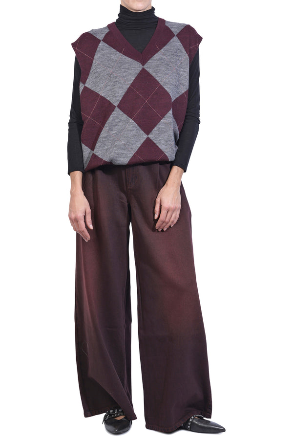 La Femme Blanche - Vest - 461396 - Gray/Bordeaux 