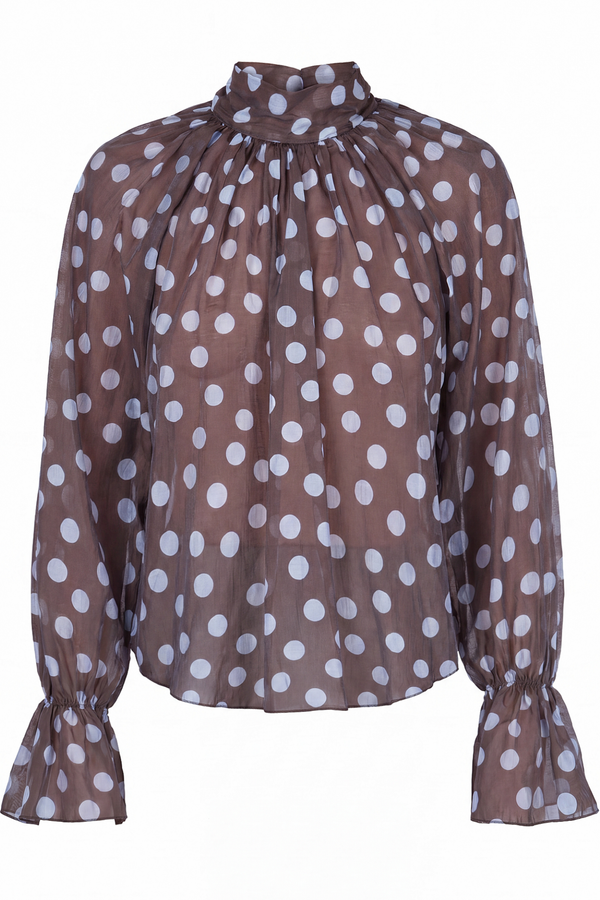 La Femme Blanche - Camicia - 471478 - Celeste/Marrone