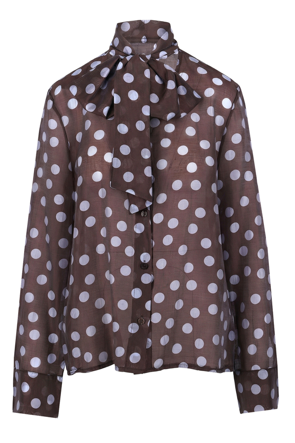 La Femme Blanche - Shirt - 471206 - Light Blue/Brown 