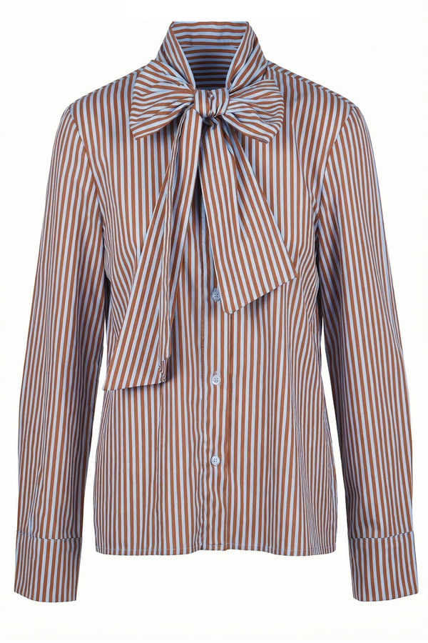 La Femme Blanche - Shirt - 471200 - Light Blue/Brown 