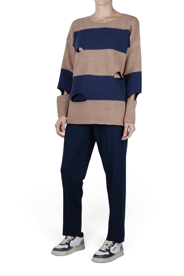 Ottod'ame - Maglia - 480368 - Blu/Nocciola