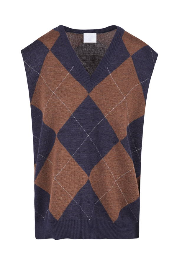 La Femme Blanche - Vest - 461396 - Blue/Camel 