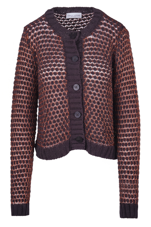 Roberto Collina - Cardigan - 470398 - Moro/Tabacco