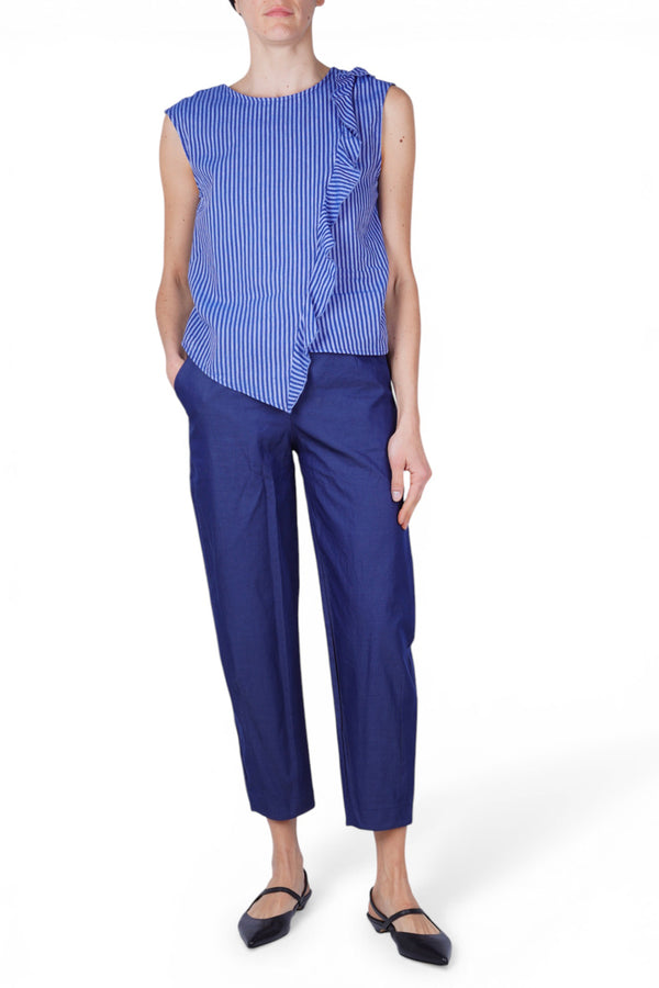ZHUOFEI Tuta Casual Donna Con Spalle Scoperte - Blu Tibetano, Taglia M, Ampie Tasche