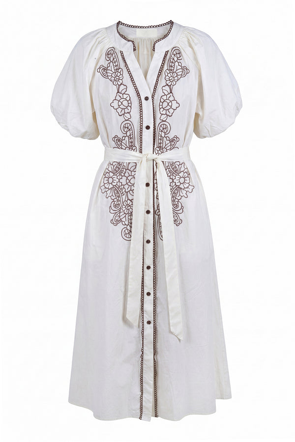 La Femme Blanche - Dress - 471717 - Cream/Brown 