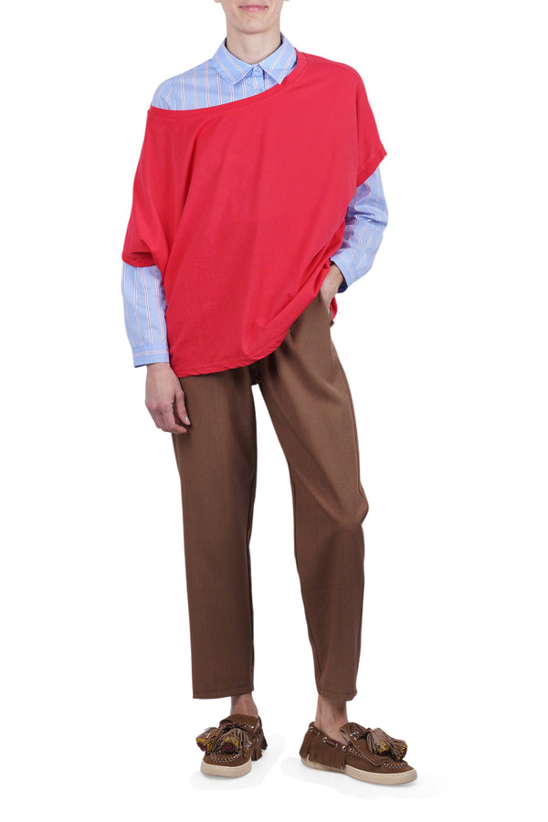 La Femme Blanche - Camicia - 471514 - Celeste/Rosso