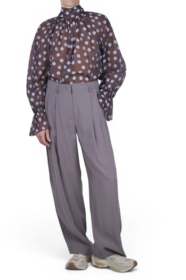 La Femme Blanche - Camicia - 471478 - Celeste/Marrone