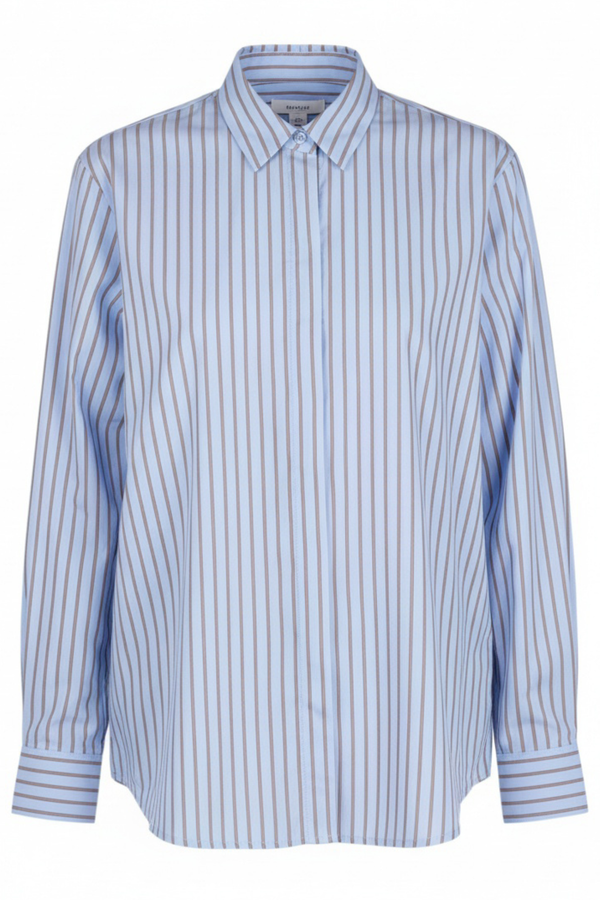 La Femme Blanche - Camicia - 471213 - Celeste/Marrone
