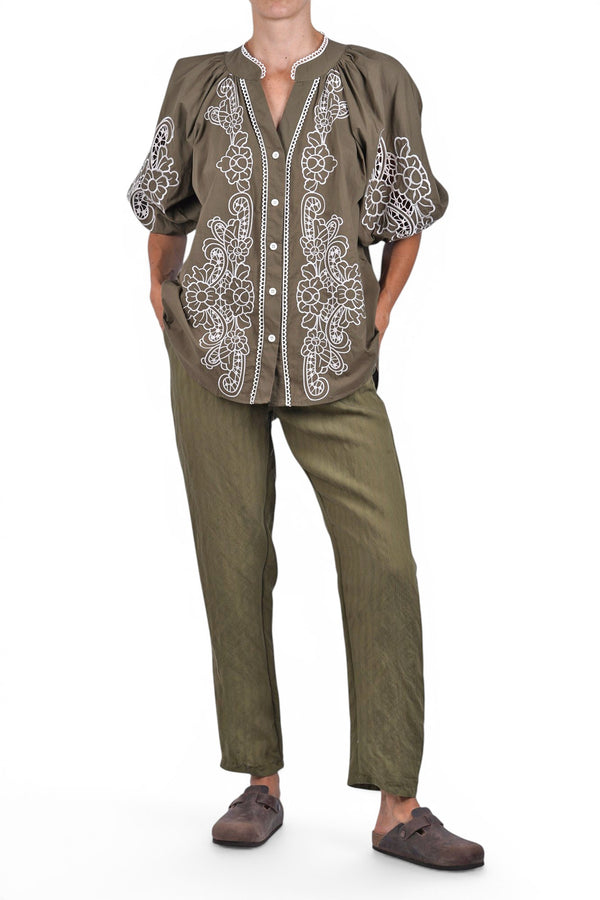 La Femme Blanche - Camicia - 471707 - Verde/Bianco