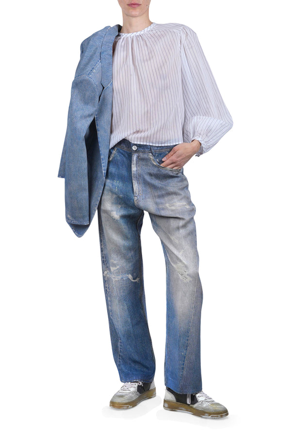 Ottod'ame - Blusa - 470786 - Bianco/Azzurro