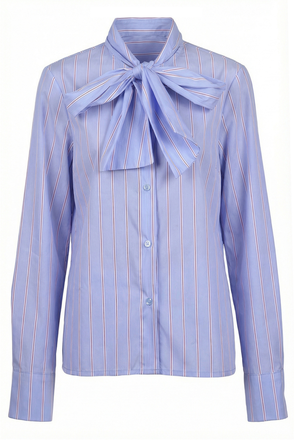 La Femme Blanche - Shirt - 471202 - Light Blue/Red 