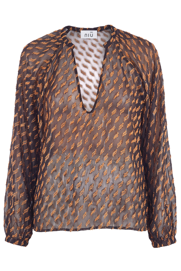 NIU - Blouse - 480655 - Ochre Pattern 