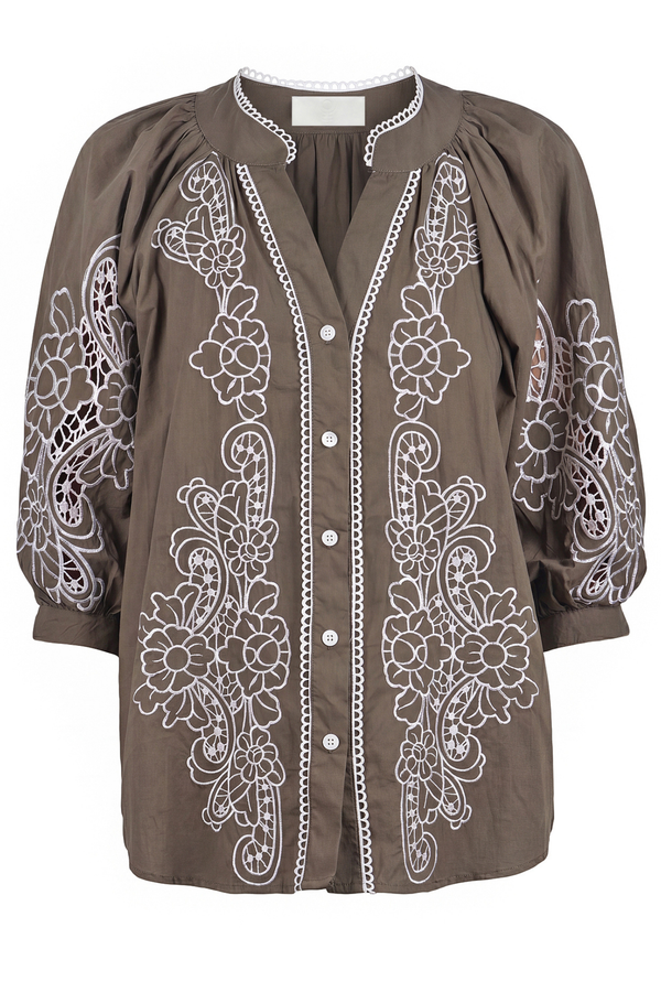 La Femme Blanche - Camicia - 471707 - Verde/Bianco