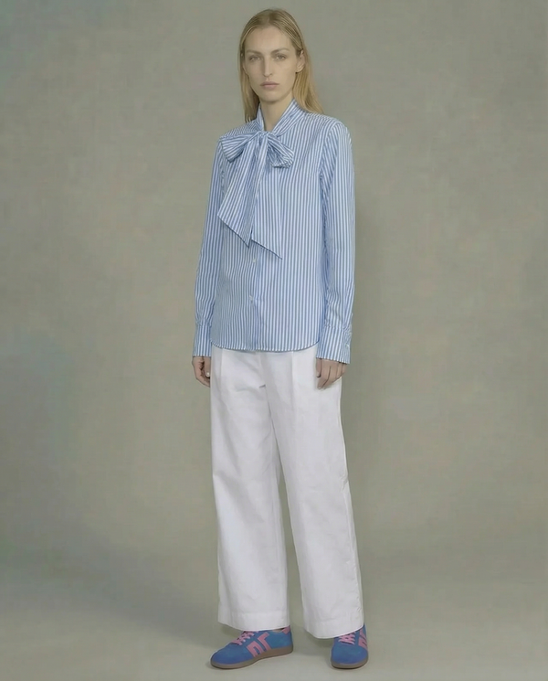 La Femme Blanche - Shirt - 471202 - Light Blue/Red 