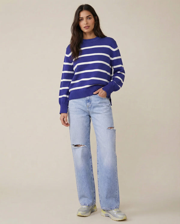 Semi Couture - Maglia - 470937 - Blu/Latte