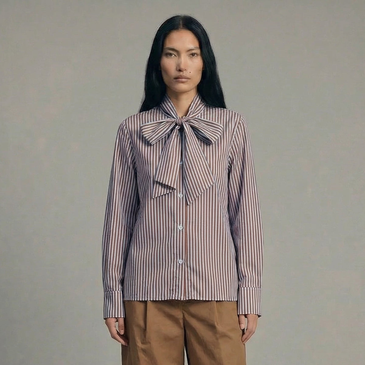 La Femme Blanche - Shirt - 471200 - Light Blue/Brown 