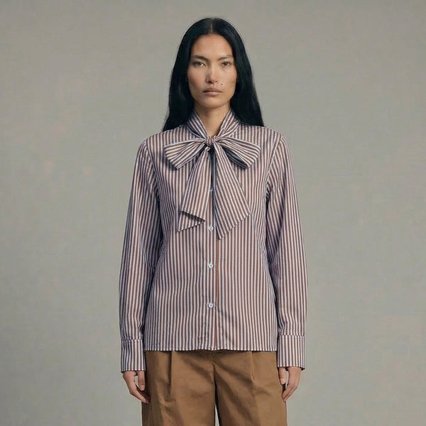 La Femme Blanche - Shirt - 471200 - Light Blue/Brown 